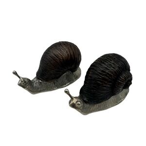 Vintage Vagabond House Pewter Snail Salt & Pepper Shakers Set 3"